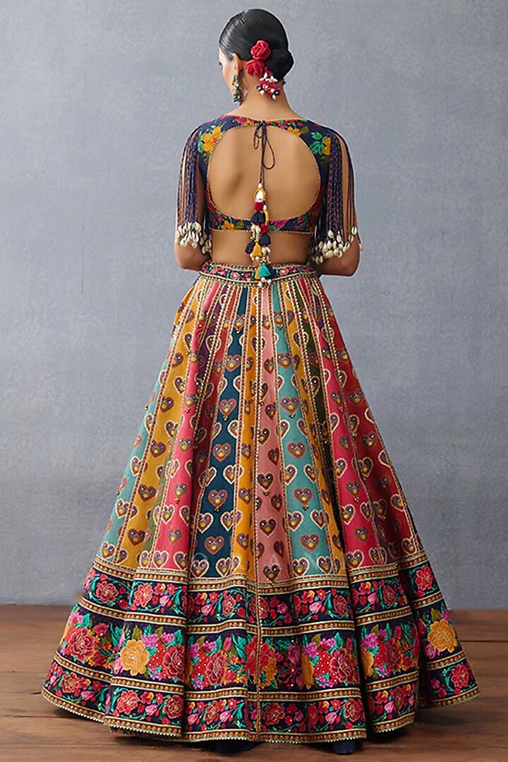 Multi-Colored Raw Silk & Jeni Silk Bridal Lehenga Set by TORANI at Pernia's Pop Up Shop
