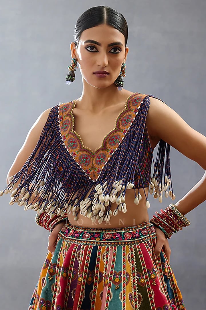 Multi-Colored Raw Silk & Jeni Silk Bridal Lehenga Set by TORANI at Pernia's Pop Up Shop