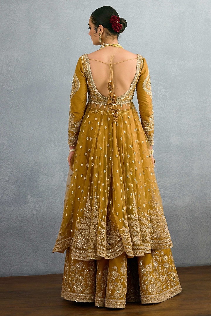 Ochre Jeni Silk Embroidered Bridal Anarkali Set by Torani at Pernia's Pop Up Shop