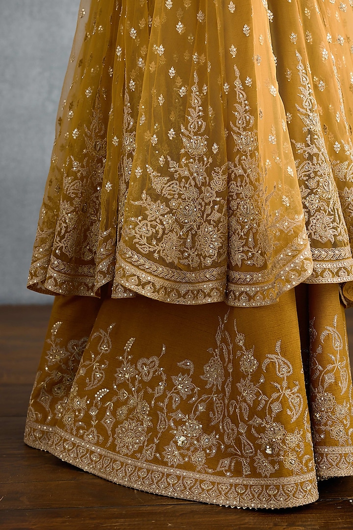 Ochre Jeni Silk Embroidered Bridal Anarkali Set by Torani at Pernia's Pop Up Shop