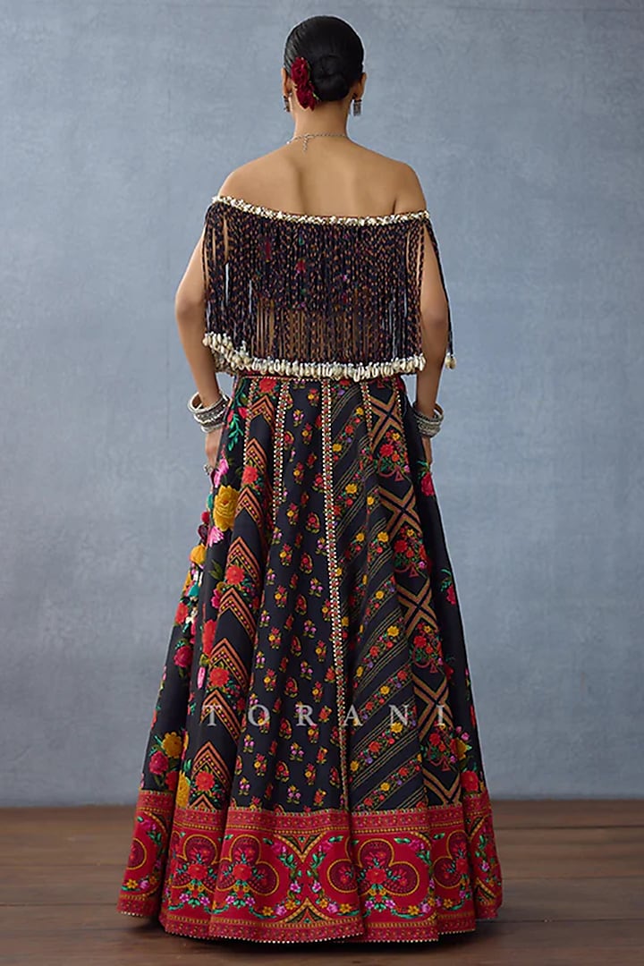 Multi-Colored Raw Silk Printed Bridal Lehenga Set by TORANI at Pernia's Pop Up Shop