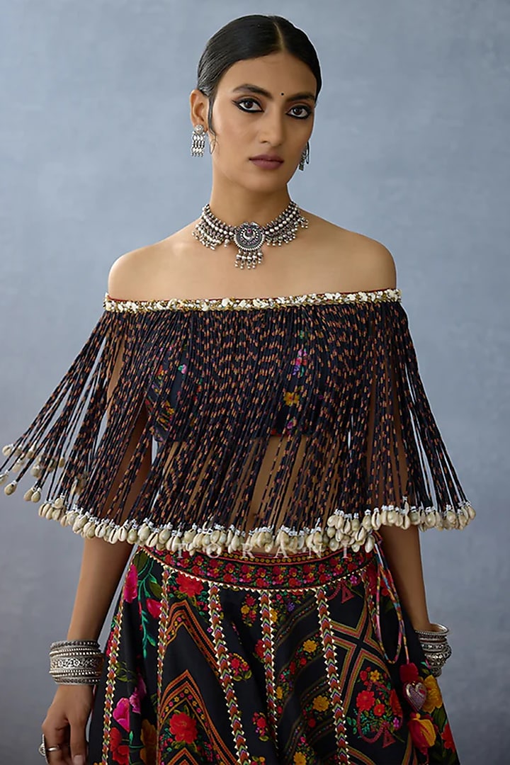 Multi-Colored Raw Silk Printed Bridal Lehenga Set by TORANI at Pernia's Pop Up Shop