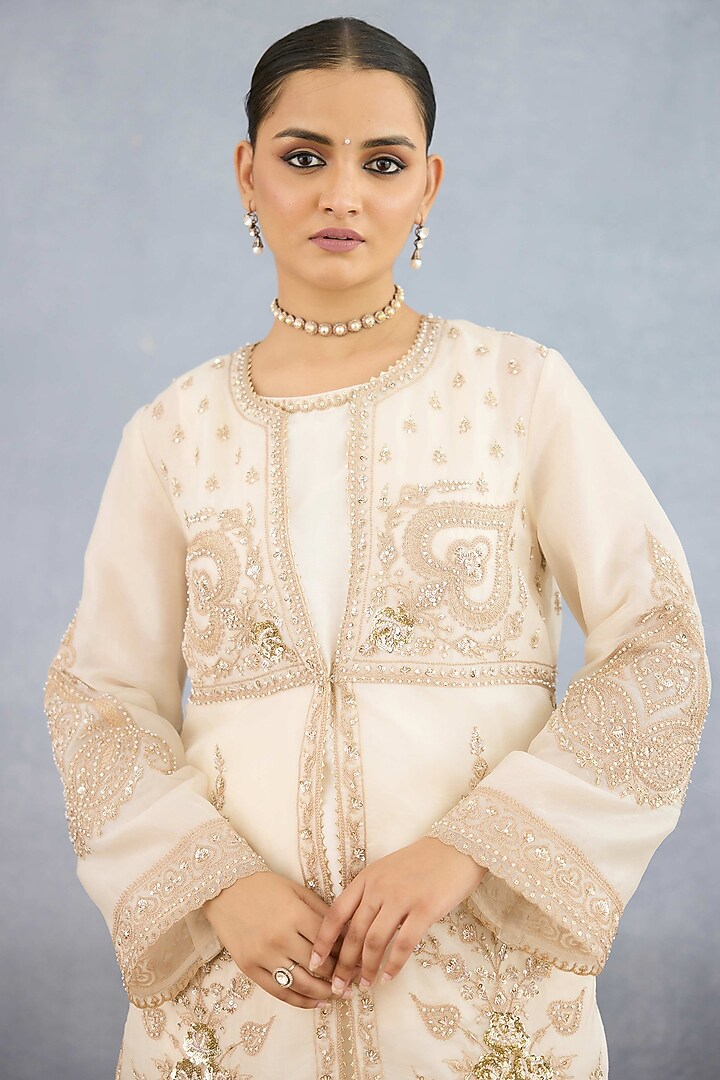 Ivory Jeni Silk Embroidered Jacket Set by Torani at Pernia's Pop Up Shop