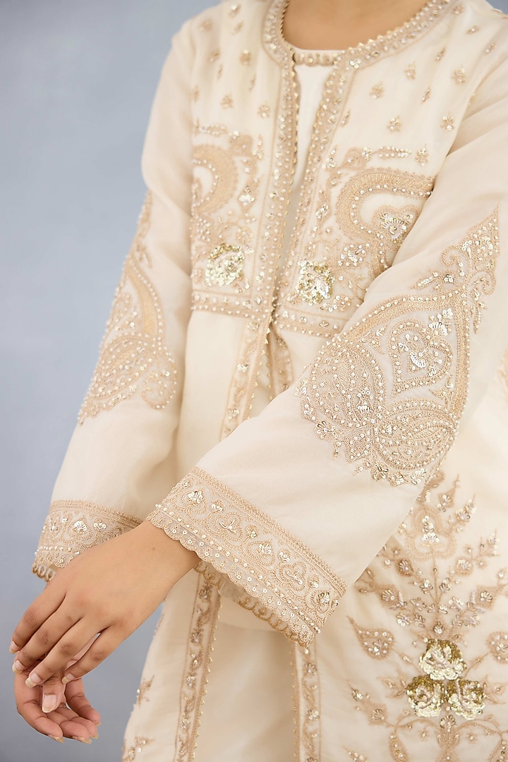 Ivory Jeni Silk Embroidered Jacket Set by Torani at Pernia's Pop Up Shop