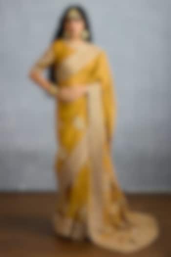 Ochre Jeni Silk & Organza Embroidered Reception Saree by Torani at Pernia's Pop Up Shop