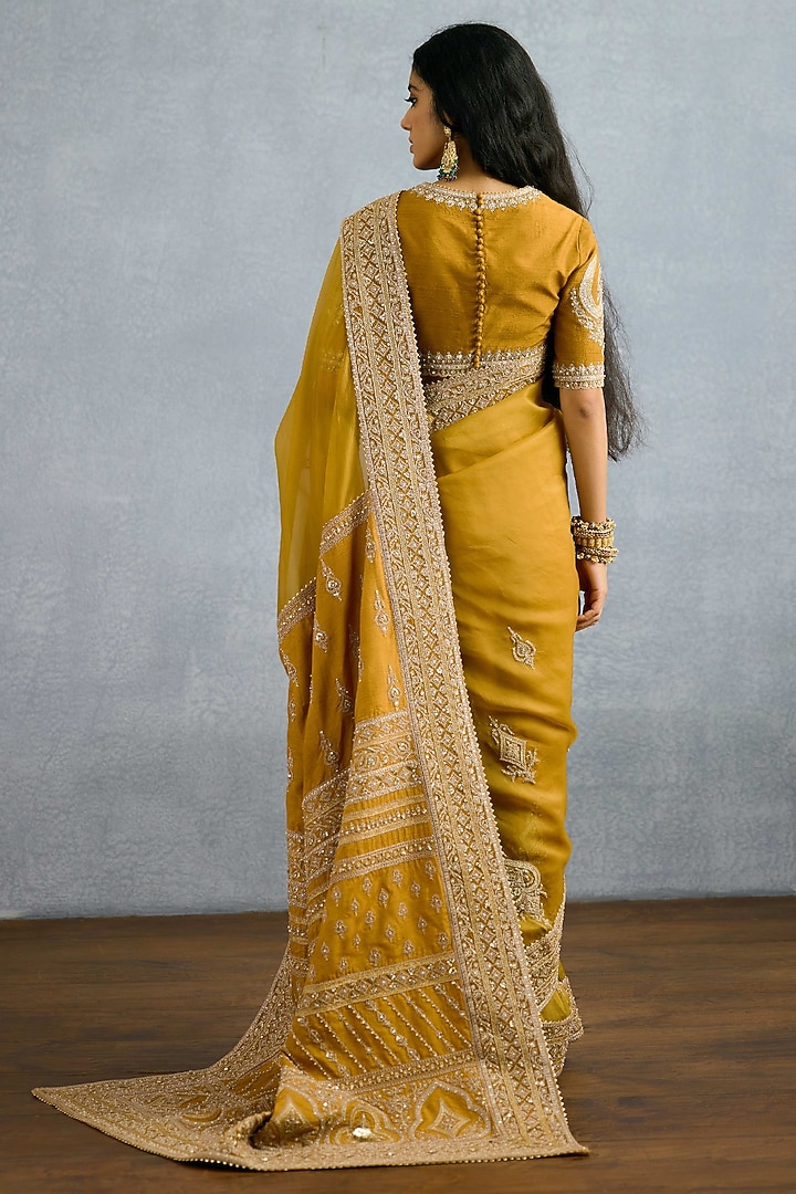 Ochre Jeni Silk & Organza Embroidered Reception Saree by Torani at Pernia's Pop Up Shop