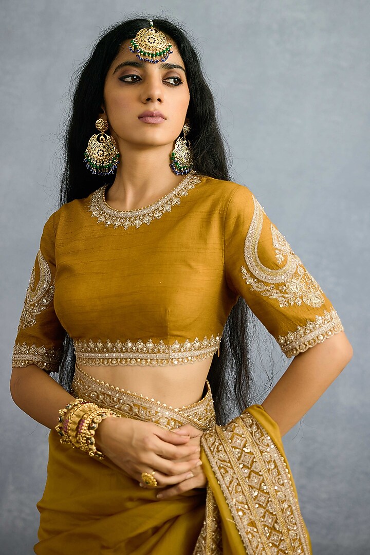 Ochre Jeni Silk & Organza Embroidered Reception Saree by Torani at Pernia's Pop Up Shop