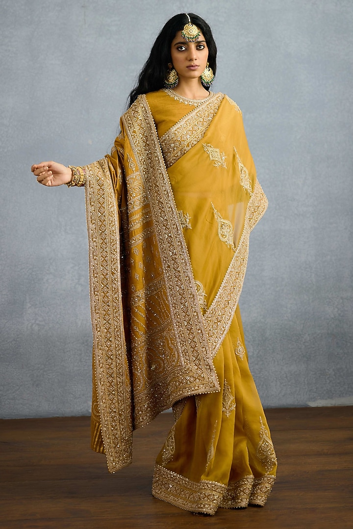 Ochre Jeni Silk & Organza Embroidered Reception Saree by Torani at Pernia's Pop Up Shop