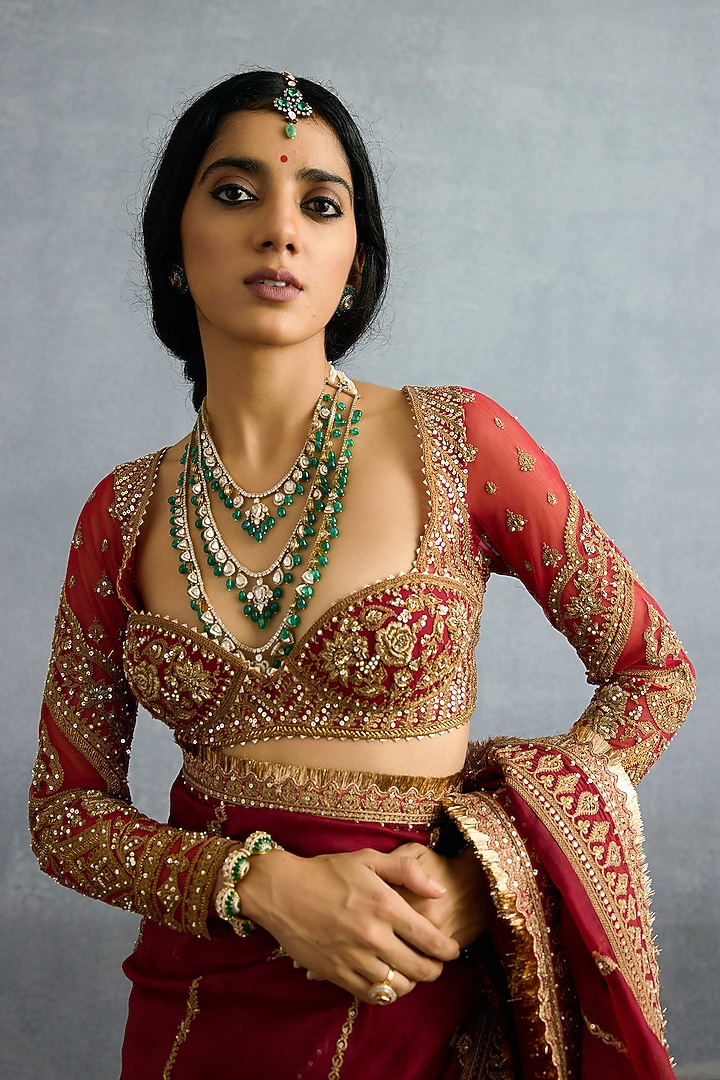 Red Butterfly Net & Organza Embroidered Reception Saree by Torani at Pernia's Pop Up Shop