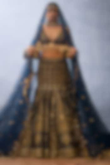 Black Jeni Silk & Net Embroidered Bridal Lehenga Set by TORANI at Pernia's Pop Up Shop