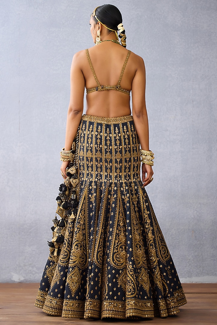 Black Jeni Silk & Net Embroidered Bridal Lehenga Set by TORANI at Pernia's Pop Up Shop