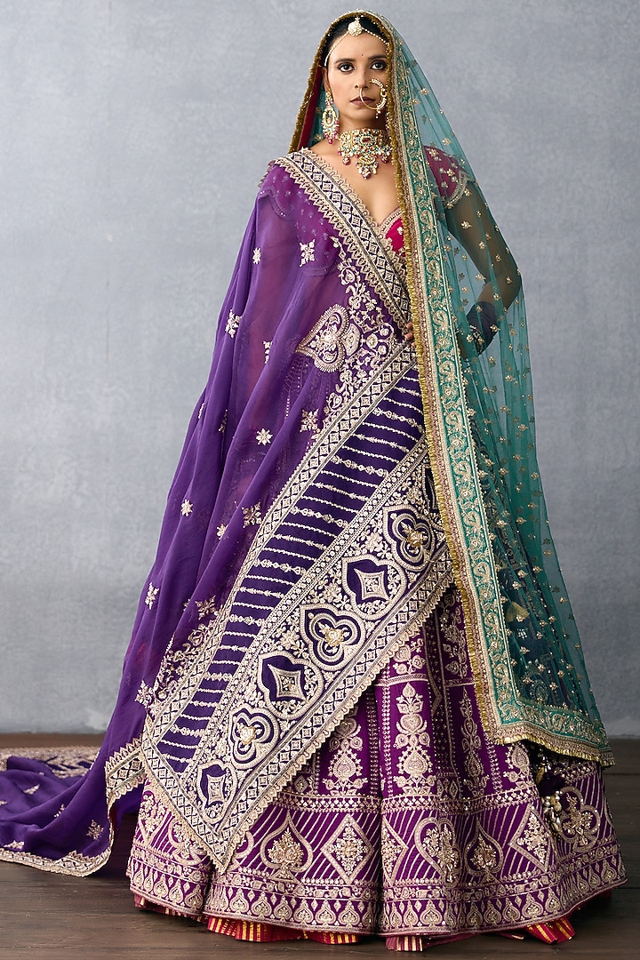 Purple Jeni Silk & Organza Embroidered Bridal Lehenga Set by TORANI at Pernia's Pop Up Shop