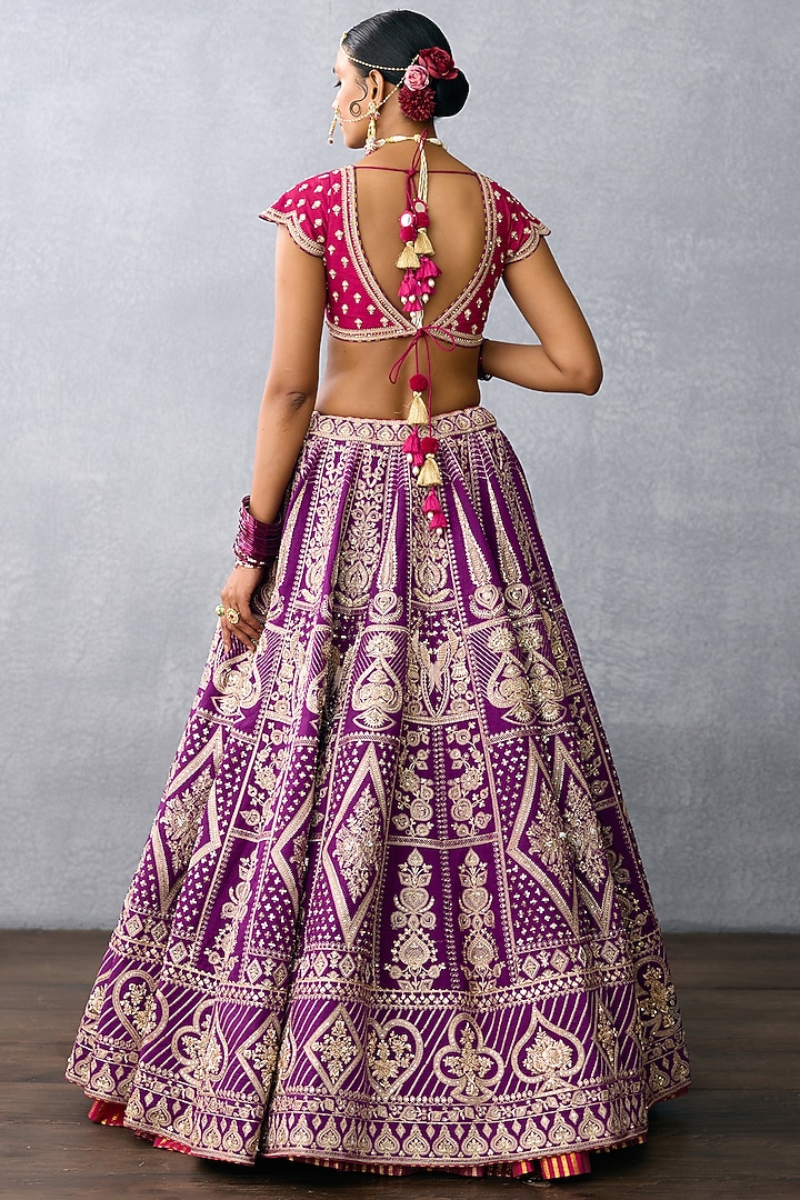 Purple Jeni Silk & Organza Embroidered Bridal Lehenga Set by TORANI at Pernia's Pop Up Shop