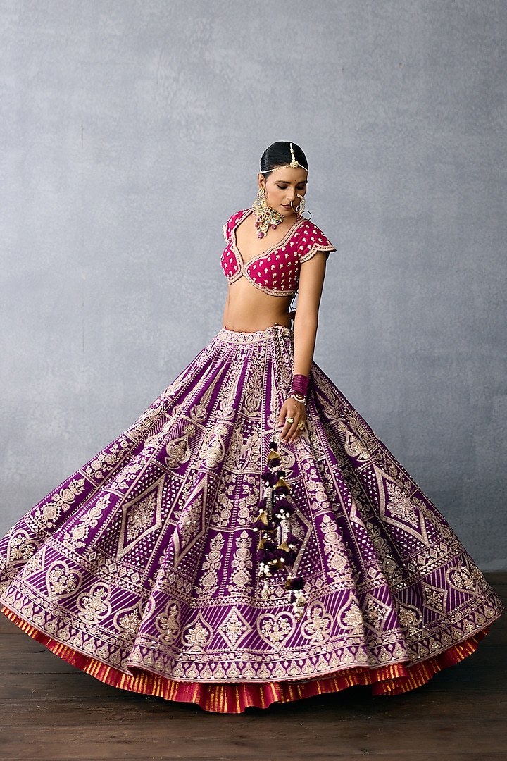 Purple Jeni Silk & Organza Embroidered Bridal Lehenga Set by TORANI at Pernia's Pop Up Shop