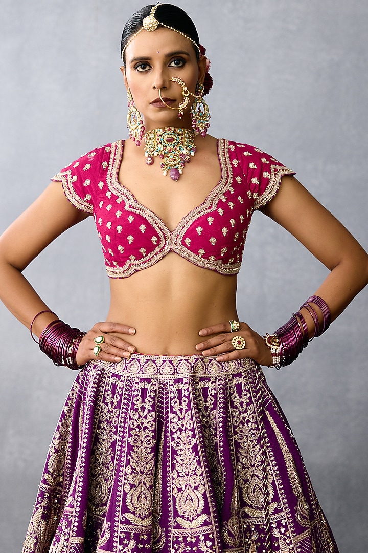 Purple Jeni Silk & Organza Embroidered Bridal Lehenga Set by TORANI at Pernia's Pop Up Shop
