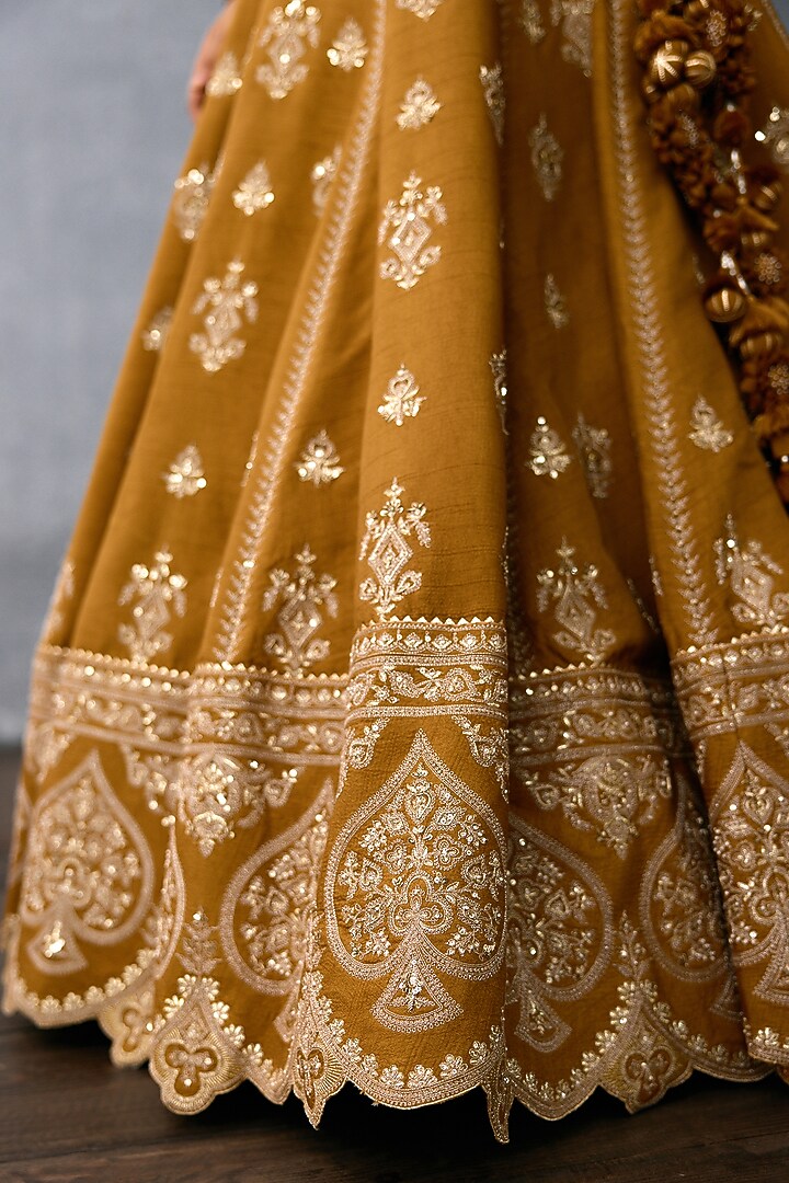 Ochre Jeni Silk & Butterfly Net Embroidered Bridal Lehenga Set by TORANI at Pernia's Pop Up Shop