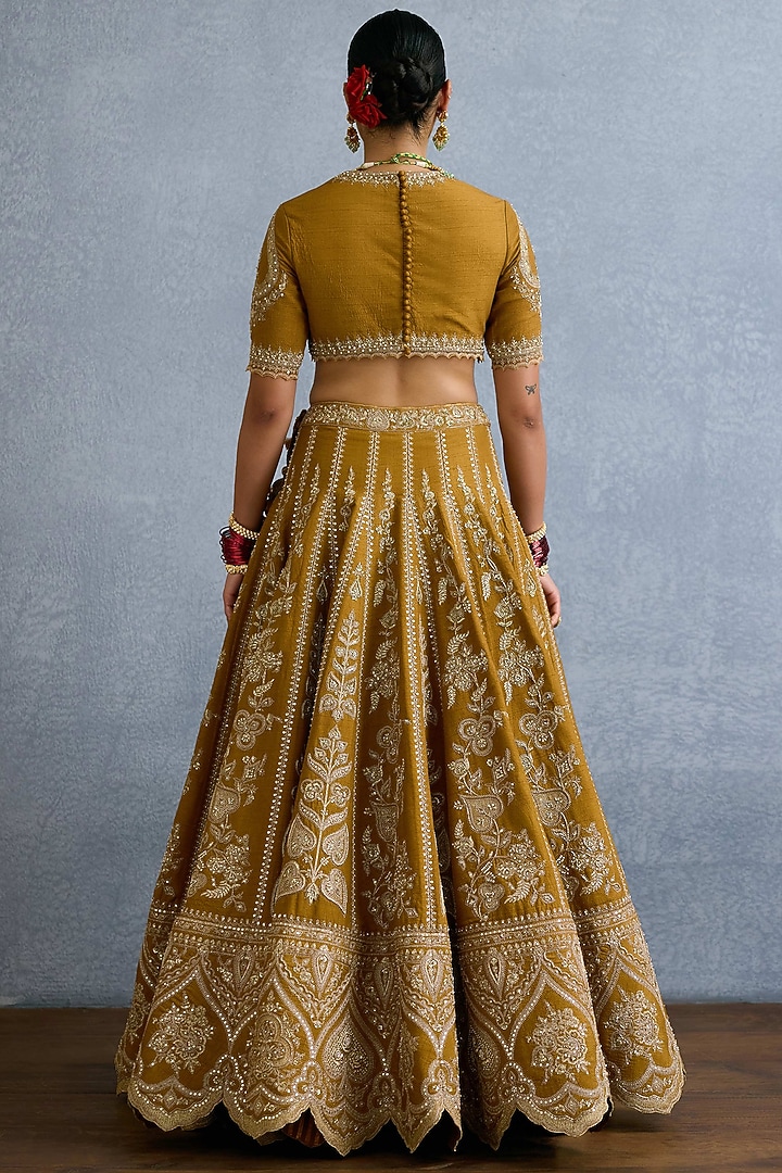 Ochre Jeni Silk & Butterfly Net Embroidered Bridal Lehenga Set by TORANI at Pernia's Pop Up Shop