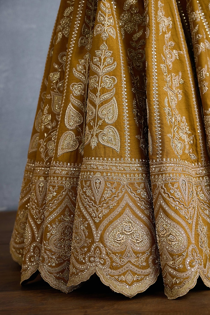Ochre Jeni Silk & Butterfly Net Embroidered Bridal Lehenga Set by TORANI at Pernia's Pop Up Shop