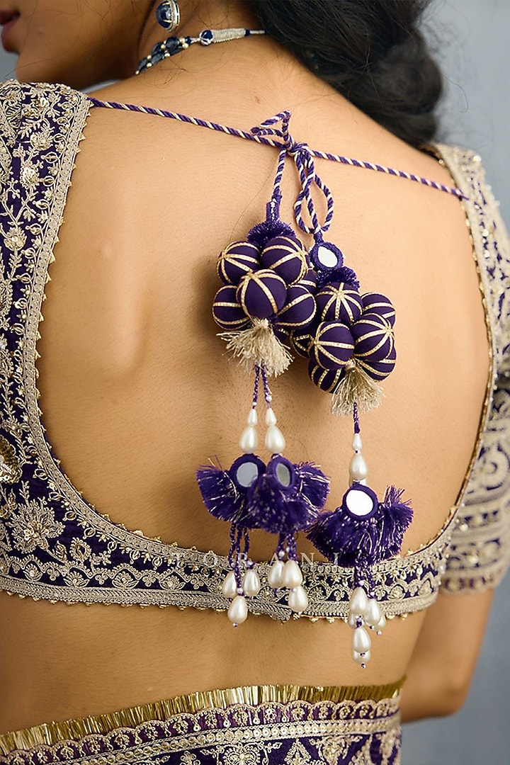 Purple Jeni Silk Zari & Sequins Embroidered Blouse by TORANI at Pernia's Pop Up Shop