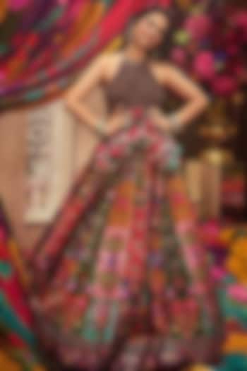 Multi-Colored Raw Silk & Jeni Silk Digital Printed Bridal Lehenga Set by TORANI at Pernia's Pop Up Shop