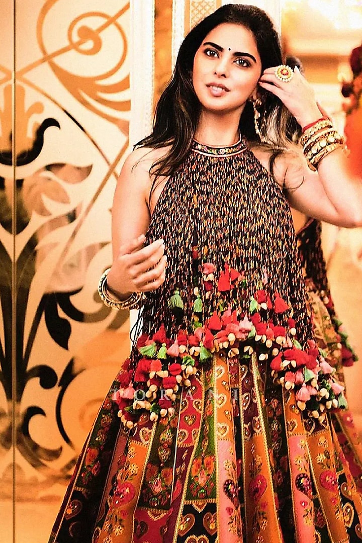 Multi-Colored Raw Silk & Jeni Silk Digital Printed Bridal Lehenga Set by TORANI at Pernia's Pop Up Shop