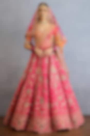 Pink Jeni Silk Pearl & Zari Hand Embellished Bridal Lehenga Set by Torani at Pernia's Pop Up Shop