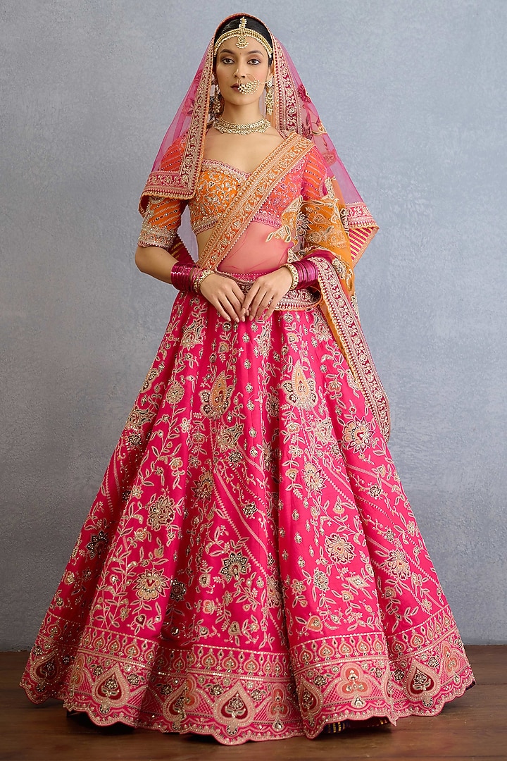 Pink Jeni Silk Pearl & Zari Hand Embellished Bridal Lehenga Set by Torani at Pernia's Pop Up Shop
