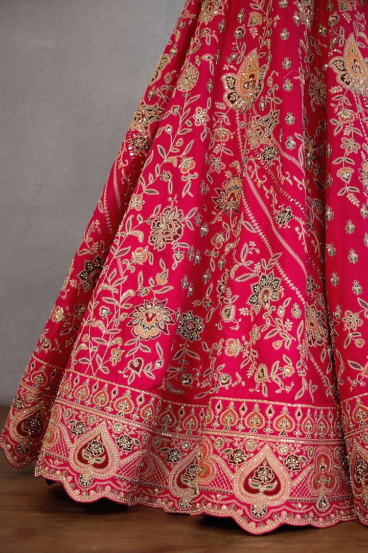 Pink Jeni Silk Pearl & Zari Hand Embellished Bridal Lehenga Set by Torani at Pernia's Pop Up Shop