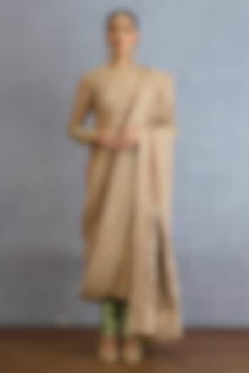 Beige Brocade & Viscose Tissue Zari Embroidered Kurta Set by TORANI at Pernia's Pop Up Shop