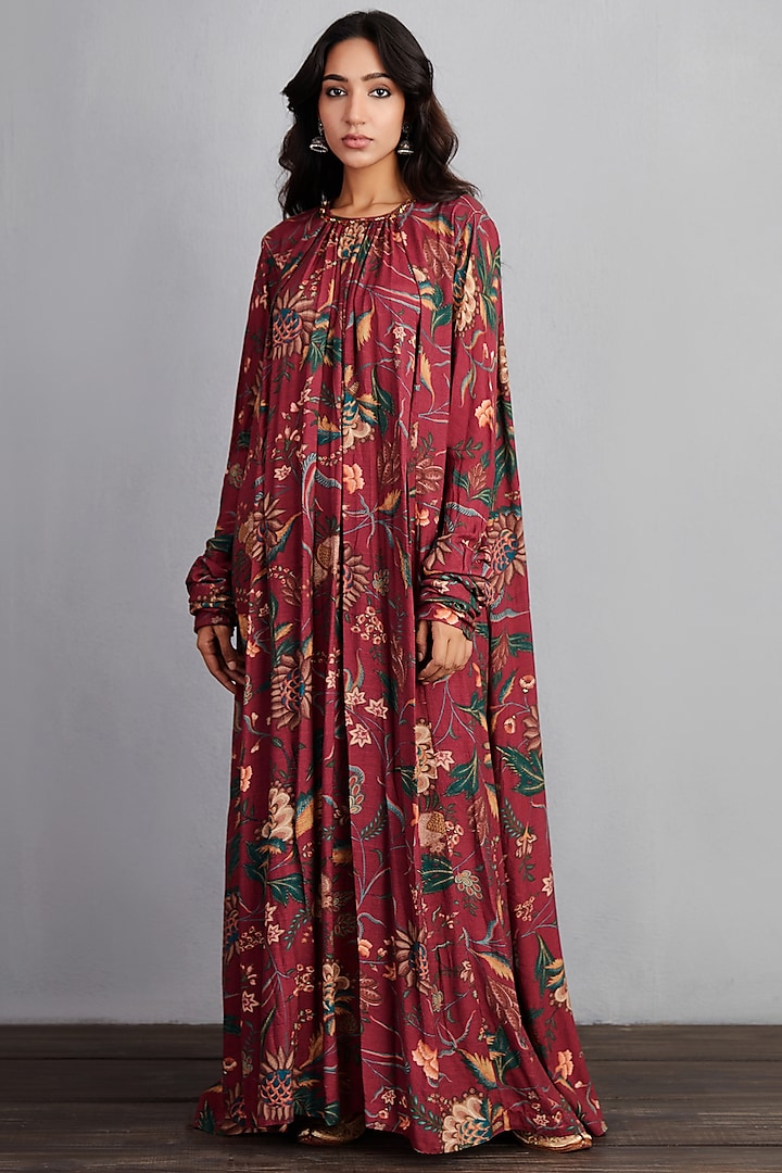 Garnet Red Printed Maxi Dress by TORANI at Pernia's Pop Up Shop