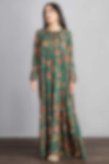 Bottle Green Printed Maxi Dress by TORANI at Pernia's Pop Up Shop