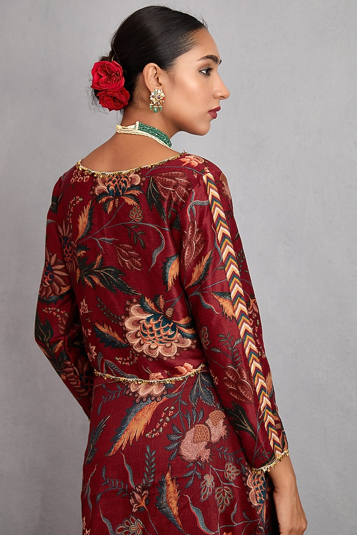 Garnet Red Printed Blouse by TORANI at Pernia's Pop Up Shop