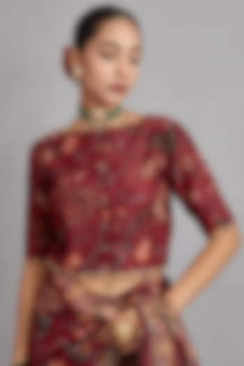 Garnet Red Printed Blouse by TORANI at Pernia's Pop Up Shop