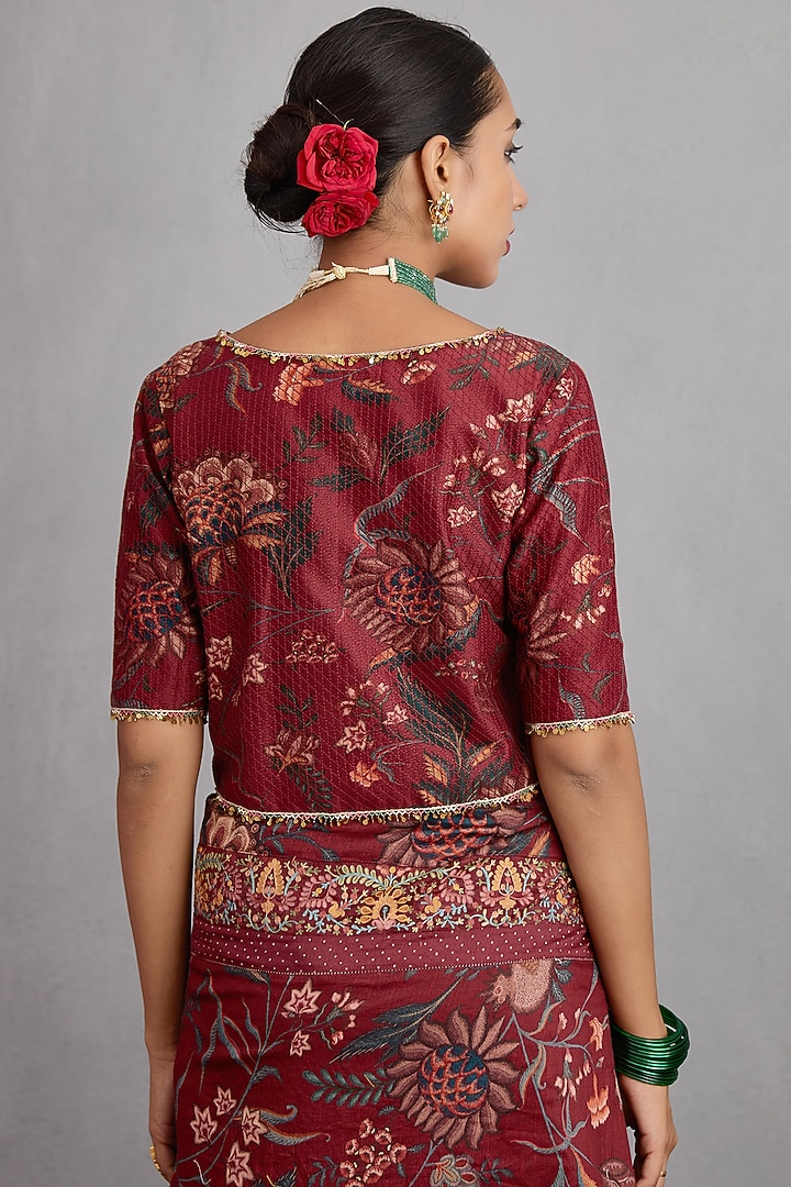 Garnet Red Printed Blouse by TORANI at Pernia's Pop Up Shop
