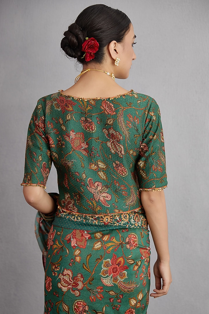 Bottle Green Blouse With Print by TORANI at Pernia's Pop Up Shop