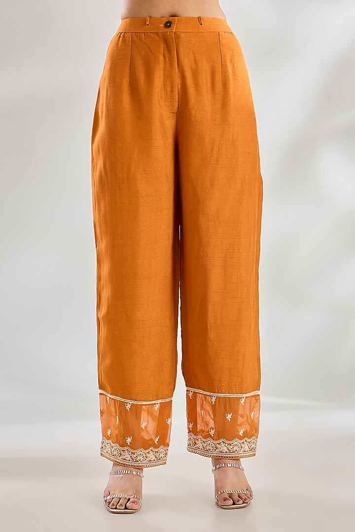 Dark Yellow Jeni Silk & Organza Dori Embroidered Kurta Set by TORANI at Pernia's Pop Up Shop
