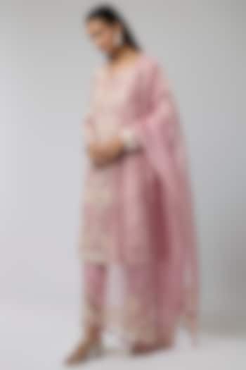 Lilac Silk Organza Kurta Set by Torani at Pernia's Pop Up Shop