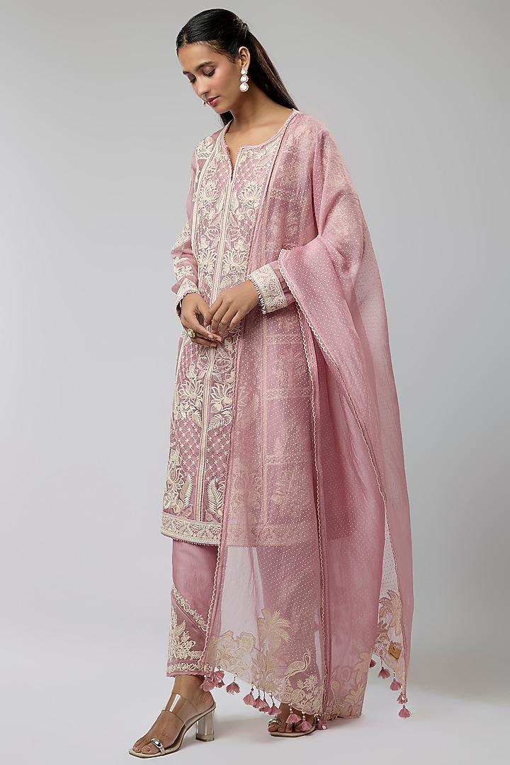 Lilac Silk Organza Kurta Set by Torani at Pernia's Pop Up Shop