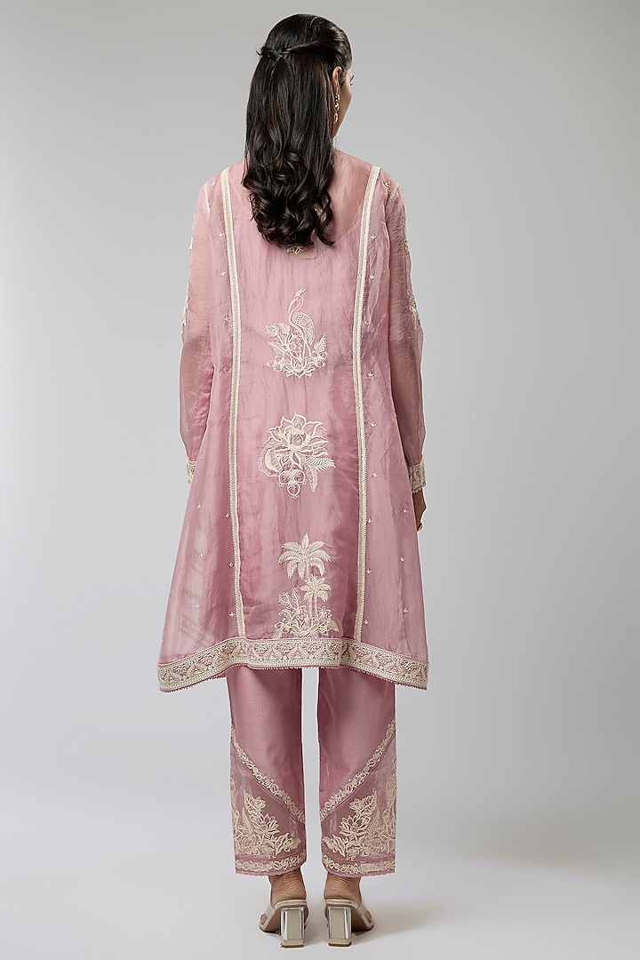 Lilac Silk Organza Kurta Set by Torani at Pernia's Pop Up Shop