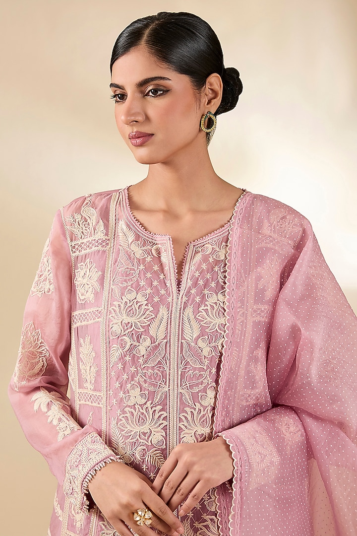 Lilac Silk Organza Kurta Set by Torani at Pernia's Pop Up Shop