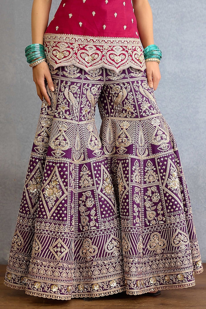 Pink Jeni Silk & Butterfly Net Dori Embellished Kurta Set by TORANI at Pernia's Pop Up Shop
