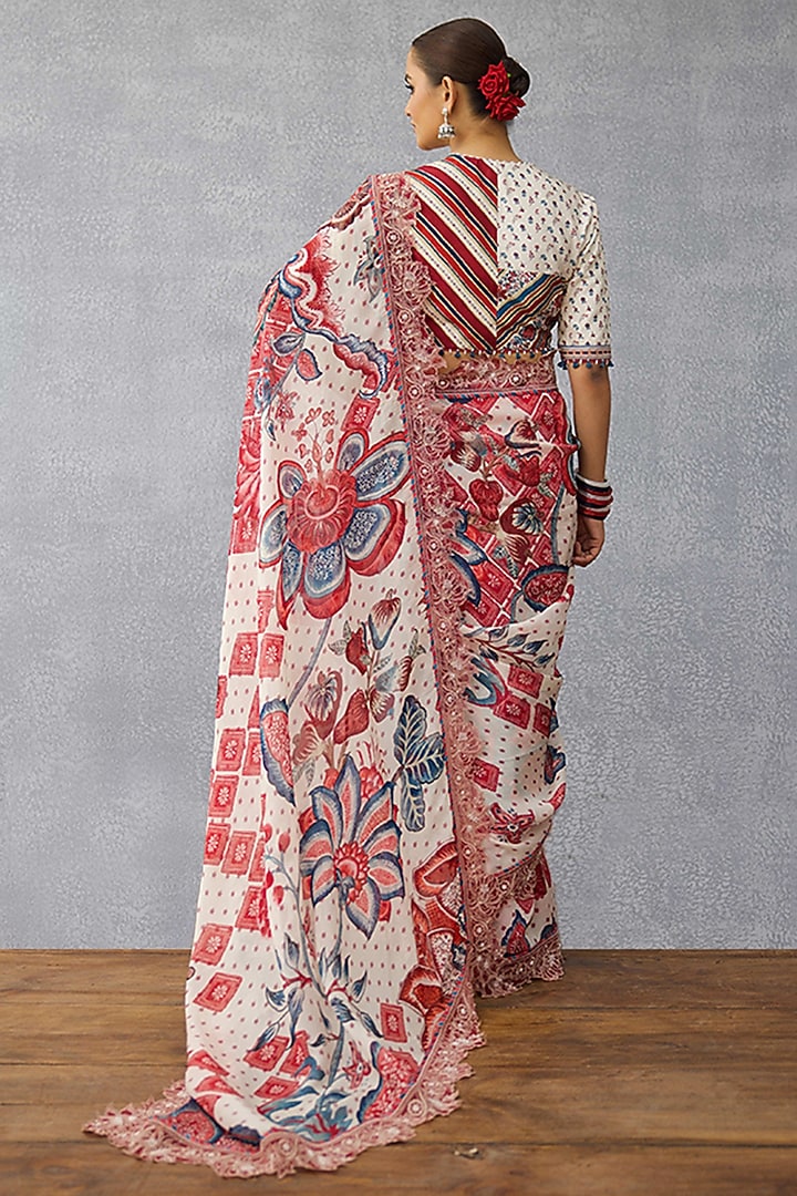 Multi-Colored Organza Floral Printed Wedding Saree by TORANI at Pernia's Pop Up Shop