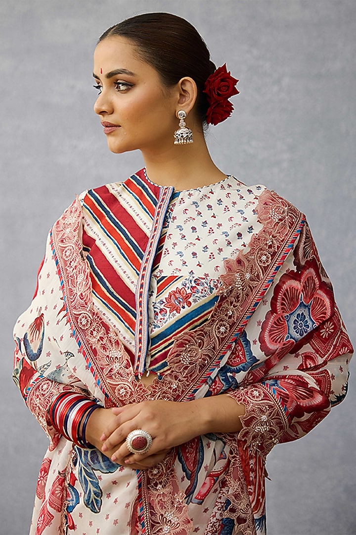 Multi-Colored Organza Floral Printed Wedding Saree by TORANI at Pernia's Pop Up Shop