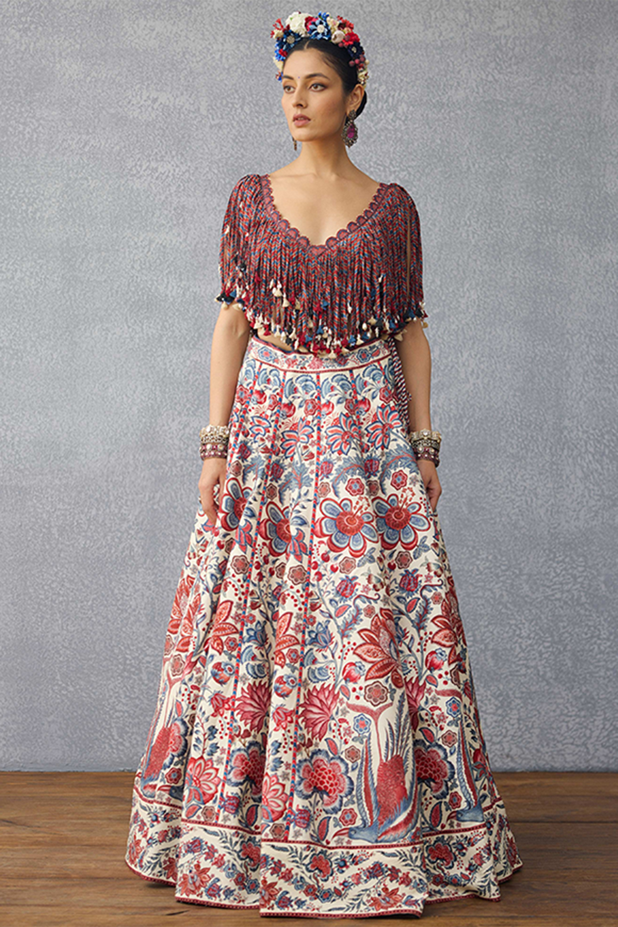 Multi-Colored Jeni Silk Digital Printed Wedding Lehenga Set by TORANI at Pernia's Pop Up Shop