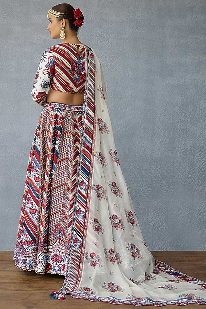 Multi-Colored Jeni Silk & Silk Crepe Organza Digital Printed Bridal Lehenga Set by TORANI at Pernia's Pop Up Shop