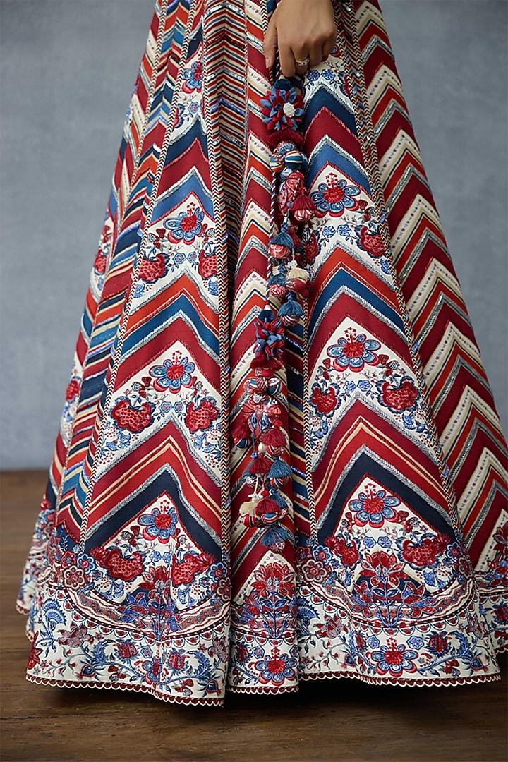 Multi-Colored Jeni Silk & Silk Crepe Organza Digital Printed Bridal Lehenga Set by TORANI at Pernia's Pop Up Shop