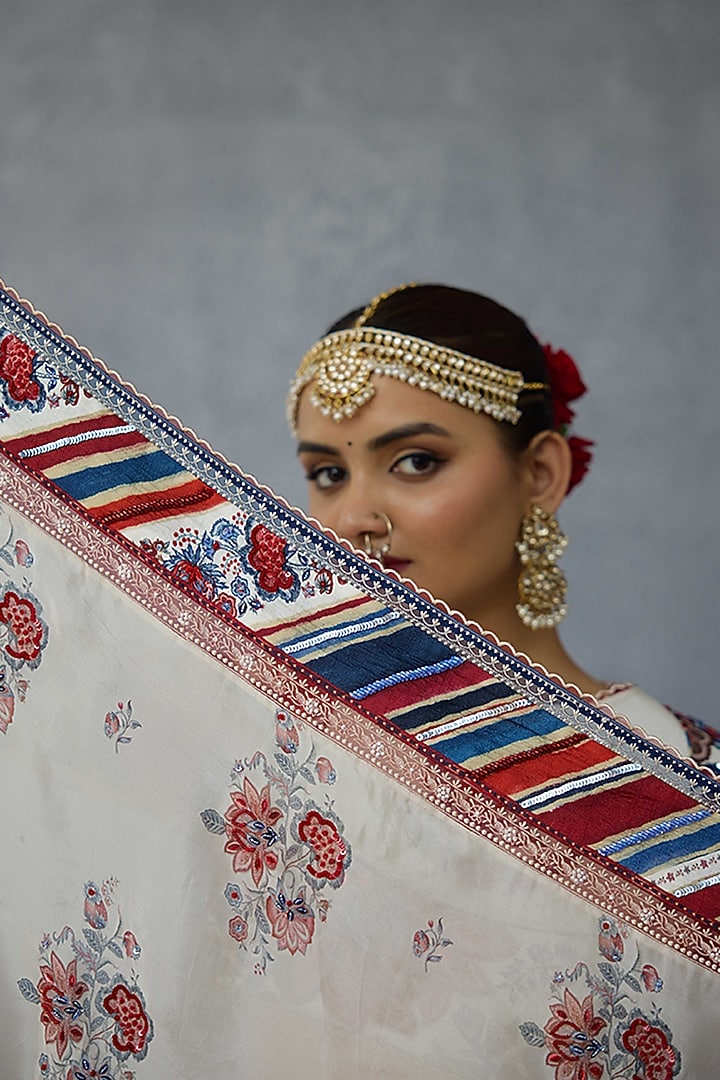 Multi-Colored Jeni Silk & Silk Crepe Organza Digital Printed Bridal Lehenga Set by TORANI at Pernia's Pop Up Shop