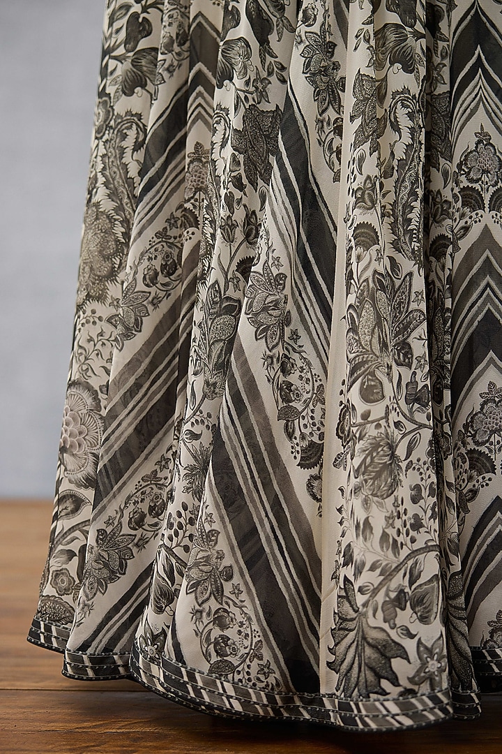 Black & White Georgette Sequins Work & Digital Printed Bridal Anarkali Set by TORANI at Pernia's Pop Up Shop