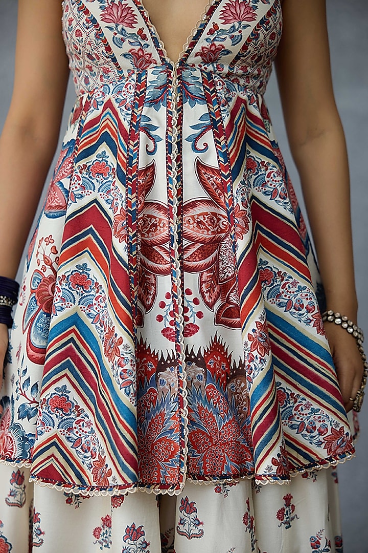 Multi-Colored Dola Silk Digital Printed Wedding Sharara Set by TORANI at Pernia's Pop Up Shop