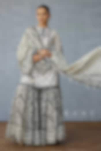 Black & Ivory Georgette Digital Printed Gharara Set by TORANI at Pernia's Pop Up Shop